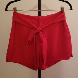 Red high waisted shorts